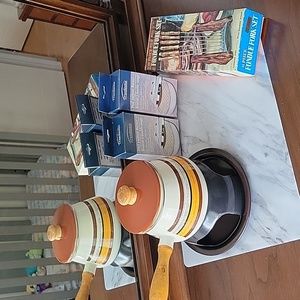 Vintage 70s Fondue Set and Accessories